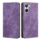 For Realme 10 4G RFID Anti-theft Brush Magnetic Leather Phone Case(Purple) - 1