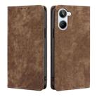 For Realme 10 4G RFID Anti-theft Brush Magnetic Leather Phone Case(Brown) - 1