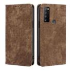 For TCL 30XL 2022 RFID Anti-theft Brush Magnetic Leather Phone Case(Brown) - 1