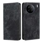 For vivo X90 RFID Anti-theft Brush Magnetic Leather Phone Case(Black) - 1