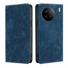 For vivo X90 RFID Anti-theft Brush Magnetic Leather Phone Case(Blue) - 1