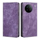 For vivo X90 RFID Anti-theft Brush Magnetic Leather Phone Case(Purple) - 1
