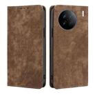 For vivo X90 RFID Anti-theft Brush Magnetic Leather Phone Case(Brown) - 1
