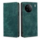 For vivo X90 RFID Anti-theft Brush Magnetic Leather Phone Case(Green) - 1