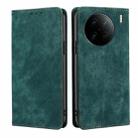 For vivo X90 Pro+ RFID Anti-theft Brush Magnetic Leather Phone Case(Green) - 1