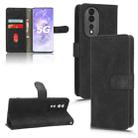 For Honor 80 5G Skin Feel Magnetic Flip Leather Phone Case(Black) - 1