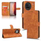 For vivo X90 Skin Feel Magnetic Flip Leather Phone Case(Brown) - 1