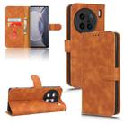 For  vivo X90 Pro+ Skin Feel Magnetic Flip Leather Phone Case(Brown) - 1
