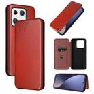 For Xiaomi 13 Pro Global Carbon Fiber Texture Horizontal Flip PU Phone Case(Brown) - 1