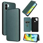 For Xiaomi Redmi A1+ Global Carbon Fiber Texture Horizontal Flip PU Phone Case(Green) - 1