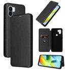 For Xiaomi Redmi A1+ Global Carbon Fiber Texture Horizontal Flip PU Phone Case(Black) - 1