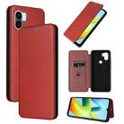 For Xiaomi Redmi A1+ Global Carbon Fiber Texture Horizontal Flip PU Phone Case(Brown) - 1