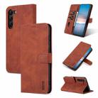 For Samsung Galaxy S23 5G AZNS Skin Feel Calf Texture Flip Leather Phone Case(Brown) - 1