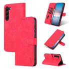 For Samsung Galaxy S23 5G AZNS Skin Feel Calf Texture Flip Leather Phone Case(Red) - 1