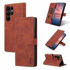 For Samsung Galaxy S23 Ultra 5G AZNS Skin Feel Calf Texture Flip Leather Phone Case(Brown) - 1