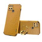 For Realme C21Y 6D Electroplating Crocodile Texture Phone Case With Holder(Brown) - 1