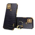 For Realme C21Y 6D Electroplating Crocodile Texture Phone Case With Holder(Black) - 1