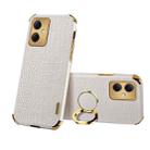 For Xiaomi Redmi Note 12 China 6D Electroplating Crocodile Texture Phone Case With Holder(White) - 1