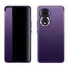 For Honor 80 Leather + TPU Frame Shockproof Phone Case(Purple) - 1