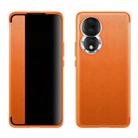 For Honor 80 Leather + TPU Frame Shockproof Phone Case(Orange) - 1