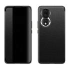 For Honor 80 Leather + TPU Frame Shockproof Phone Case(Black) - 1