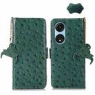 For OPPO A1 Pro 5G Ostrich Pattern Genuine Leather RFID Phone Case(Green) - 1