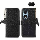 For OPPO A1 Pro 5G Ostrich Pattern Genuine Leather RFID Phone Case(Black) - 1