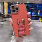 For iPhone 13 Pro Plating Rabbit Holder Phone Case(Red) - 1