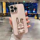 For iPhone 12 Pro Max Plating Rabbit Holder Phone Case(Pink) - 1