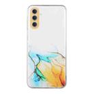 For Samsung Galaxy S23 5G Hollow Marble Pattern TPU Precise Hole Phone Protective Case(Yellow) - 1