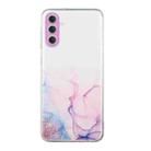 For Samsung Galaxy S23 5G Hollow Marble Pattern TPU Precise Hole Phone Protective Case(Pink) - 1