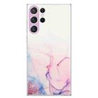 For Samsung Galaxy S23 Ultra 5G Hollow Marble Pattern TPU Precise Hole Phone Protective Case(Pink) - 1