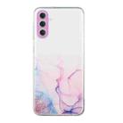 For Samsung Galaxy S23+ 5G Hollow Marble Pattern TPU Precise Hole Phone Protective Case(Pink) - 1