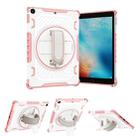 For iPad 9.7 2018/2017 Shockproof Tablet Case with Holder & Hand Strap(Pink) - 1