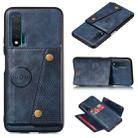 For Huawei Nova 6 PU + TPU Shockproof Magnetic Protective Case with Card Slots(Blue) - 1