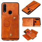For OPPO A31 / A8 PU + TPU Shockproof Magnetic Protective Case with Card Slots(Brown) - 1
