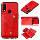 For OPPO A31 / A8 PU + TPU Shockproof Magnetic Protective Case with Card Slots(Red) - 1