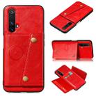 For OPPO Realme X50 PU + TPU Shockproof Magnetic Protective Case with Card Slots(Red) - 1