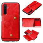 For OPPO Realme 6 Pro PU + TPU Shockproof Magnetic Protective Case with Card Slots(Red) - 1