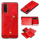For OPPO Find X2 PU + TPU Shockproof Magnetic Protective Case with Card Slots(Red) - 1