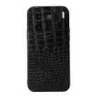 For vivo X90 Pro Crocodile Texture Genuine Leather Phone Case(Black) - 1