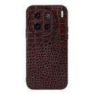 For vivo X90 Pro Crocodile Texture Genuine Leather Phone Case(Coffee) - 1