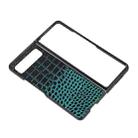 For Google Pixel Fold Crocodile Texture Genuine Leather Phone Case(Cyan) - 3