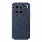 For vivo X90 Pro Wood Texture PU Phone Case(Blue) - 1