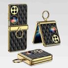 For Huawei P50 Pocket GKK Magnetic Shaft Electroplating Rhombic Plain Leather Phone Case(Black) - 1