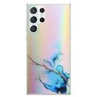 For Samsung Galaxy S23 Ultra 5G Laser Marble Pattern Clear TPU Protective Phone Case(Blue) - 1