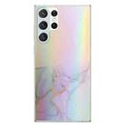 For Samsung Galaxy S23 Ultra 5G Laser Marble Pattern Clear TPU Protective Phone Case(Grey) - 1