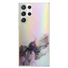 For Samsung Galaxy S23 Ultra 5G Laser Marble Pattern Clear TPU Protective Phone Case(Black) - 1