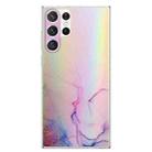 For Samsung Galaxy S23 Ultra 5G Laser Marble Pattern Clear TPU Protective Phone Case(Pink) - 1