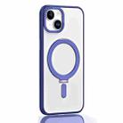 For iPhone 14 Plus Skin Feel MagSafe Shockproof Protective Phone Case with Holder(Blue) - 1